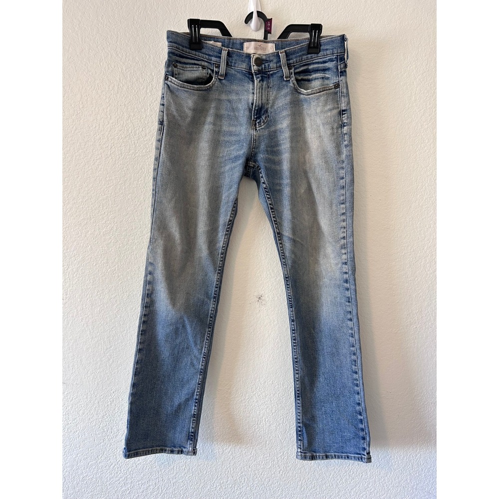 Hollister Epic Flex Slim Straight Jeans Mens 31x30 Light Wash Blue Denim